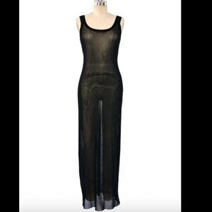 Jean Paul Gaultier Soleil NWT Vintage Black Mesh Bodycon Sleeveless Dress L